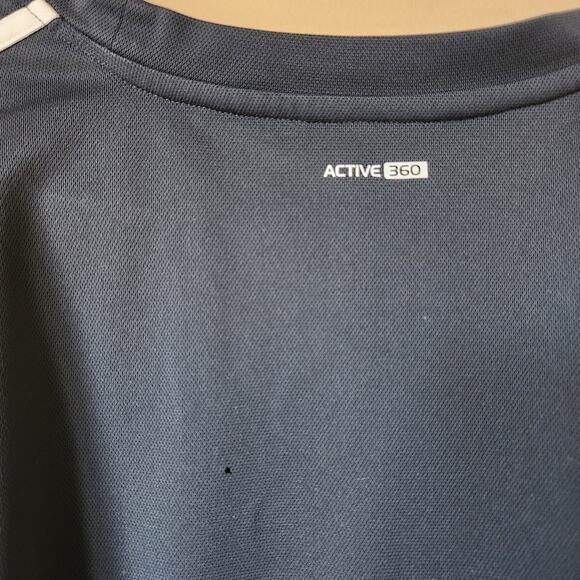 Adidas Shirt Mens Size XL Short Sleeve Embroidered Three Stripe Navy Blue Flaw - Picture 6 of 9